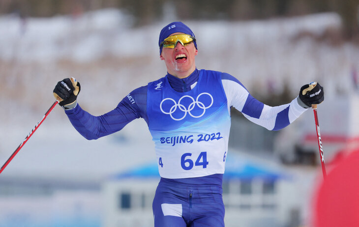 Александр Большунов в лыжной гонке на 15 километров классическим стилем пришел вторым. Фото Eurosport