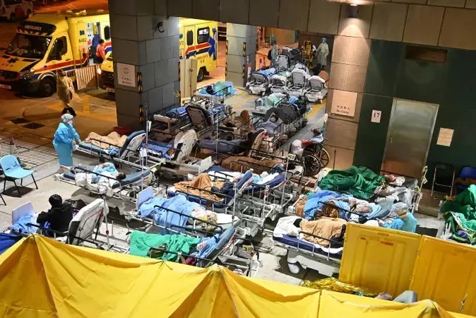 Так выглядит "очередь" из инфицированных "стелс-омикроном" в китайском Гонконге PETER PARKS / AFP. 