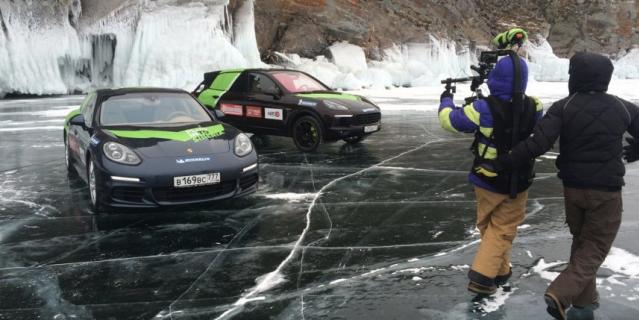 Съемки рекламного ролика для автомобильной марки Porsche на озере Байкал.