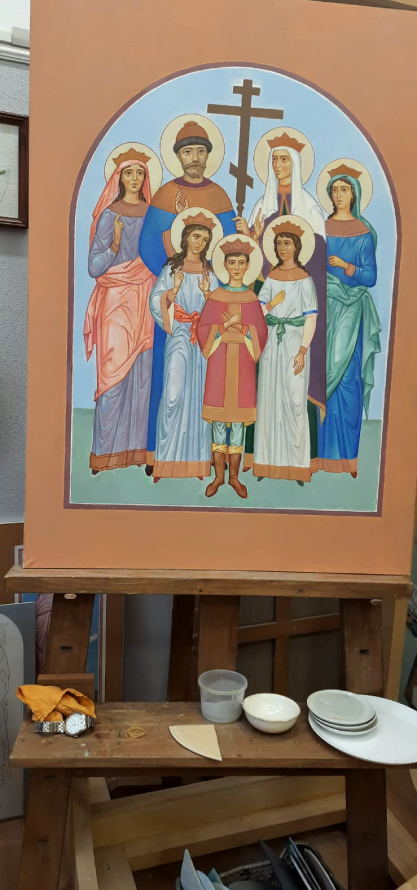 Эскиз мозаики с царской семьёй в масштабе 1:3. За неё мастера возьмутся в декабре. Фото Александра Сердитова