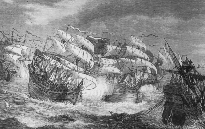 Картина "Дрейк атакует испанский корабль". Фото Getty