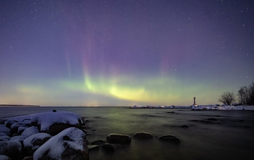 Северное сияние над Ладожским озером 11 февраля 2023. Фото t.me/astrophotoboloto