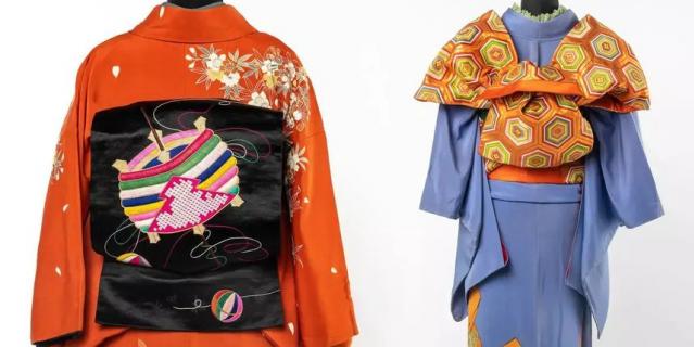 Кимоно, созданные под влиянием абстрактной живописи, отражают влияние на японскую одежду западноевропейского искусства.