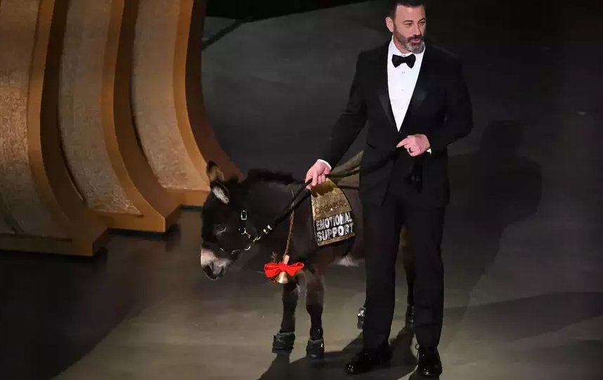 Джимми Киммел и ослица развлекают гостей "Оскара". Фото Getty