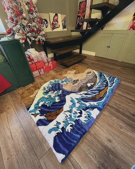 ковер по мотивам картины "Большая волна в Канагаве". Фото vk.com@crimean.rugs