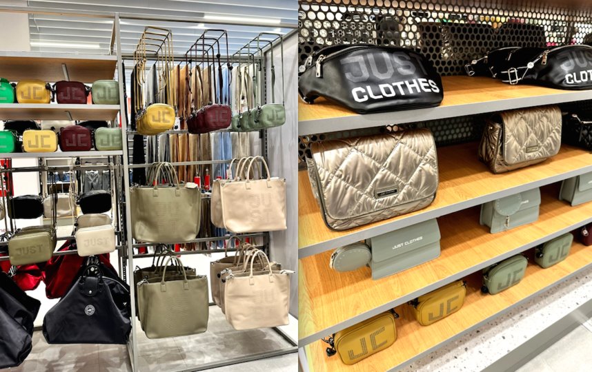 В Just Clothes есть линейка аксессуаров, кроме сумок можно также приобрести: кошельки, ремни, зонты. В Just Clothes есть линейка аксессуаров, кроме сумок можно также приобрести: кошельки, ремни, зонты.