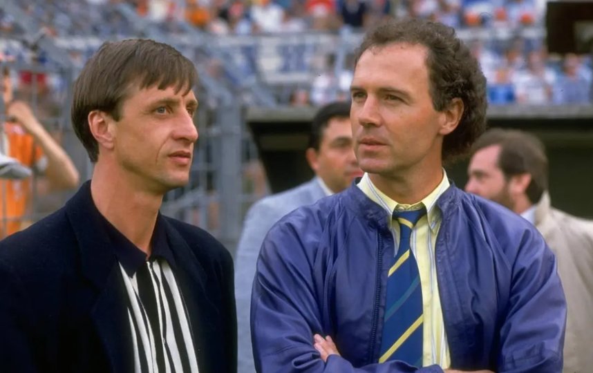 Йохан Кройф и Франц Беккенбауэр в 1987 году. Фото Getty