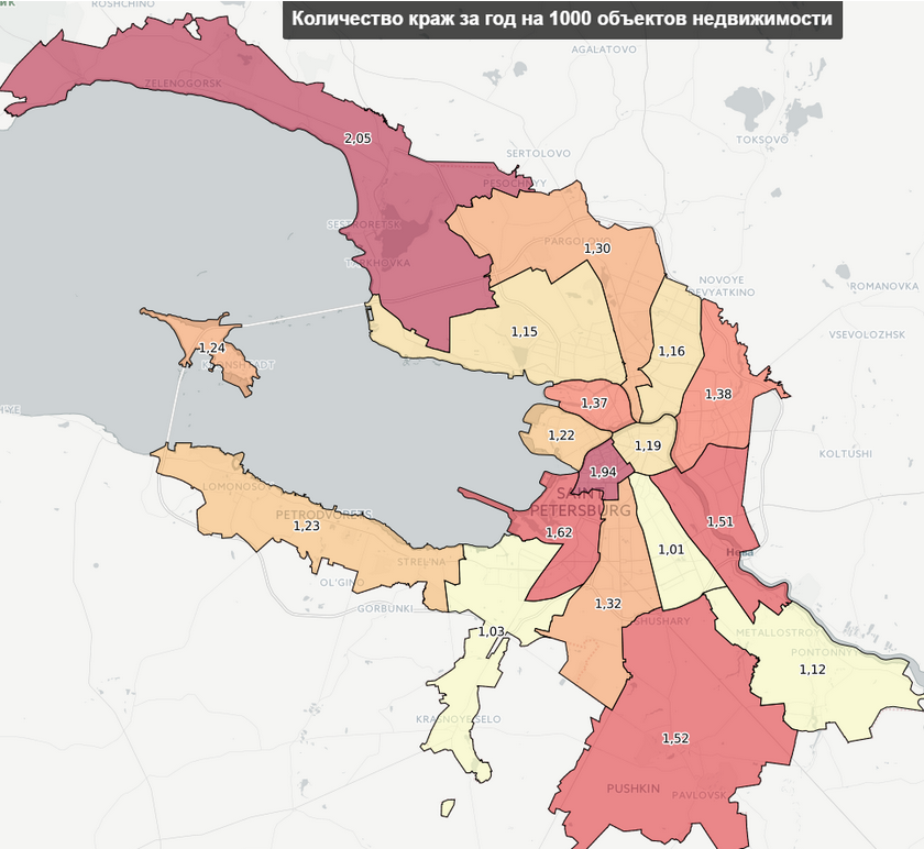 Карта петербург по районам
