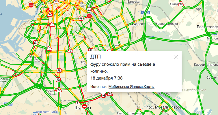 Пробки на кад спб сейчас онлайн карта