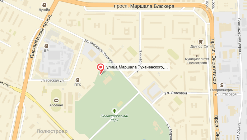 пр-т Маршала Блюхера, д. 5 на карте Санкт-Петербурга Занимается объектом
