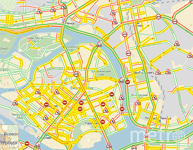 Карта с пробками санкт петербург